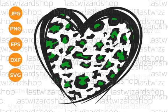 Green Cheetah Heart Svg for Embroidery Projects