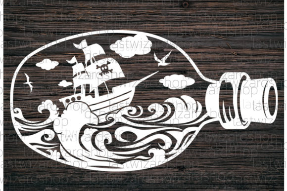 Ship in a Bottle Svg for Embroidery Projects